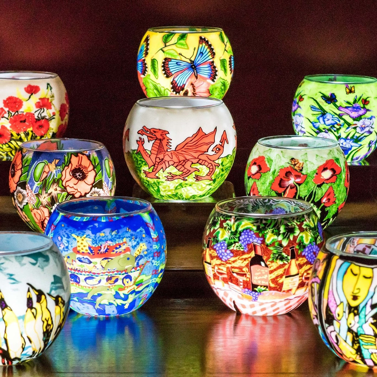 Bougies Photophores - Photophores avec décor faits main - Les Artisans Ciriers Bruxellois