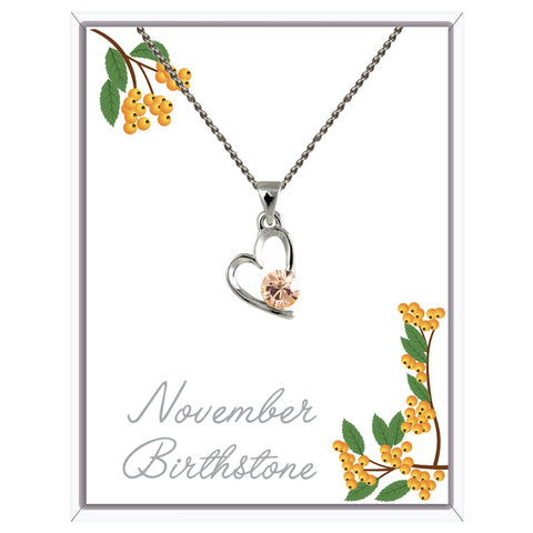 November Heart Pendant Necklace (AH110)