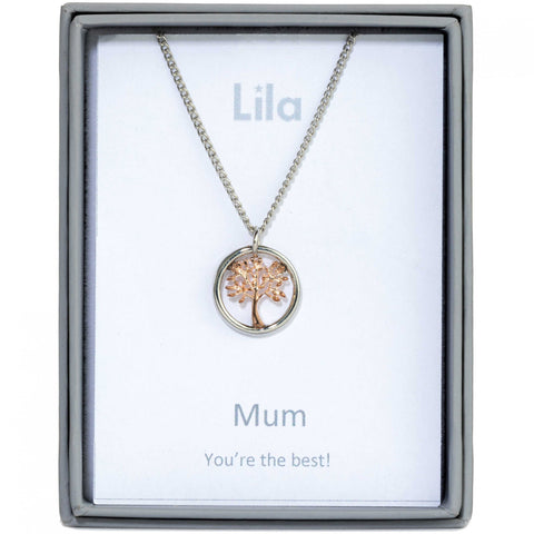 Mum Tree of Life Sentiment Pendant Necklace (AS101)