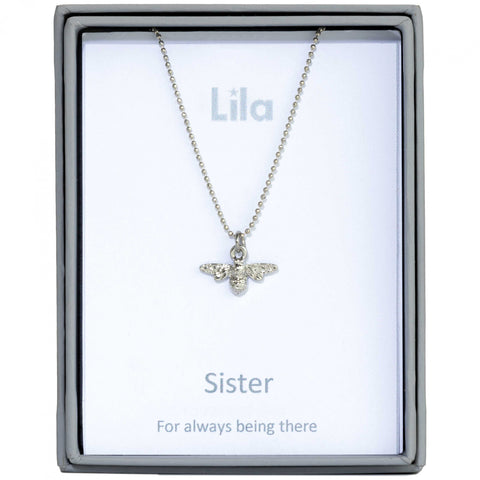 Sister Bee Sentiment Pendant Necklace (AS103)