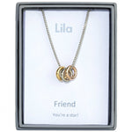 Friend 3 Rings Sentiment Pendant Necklace (AS106)