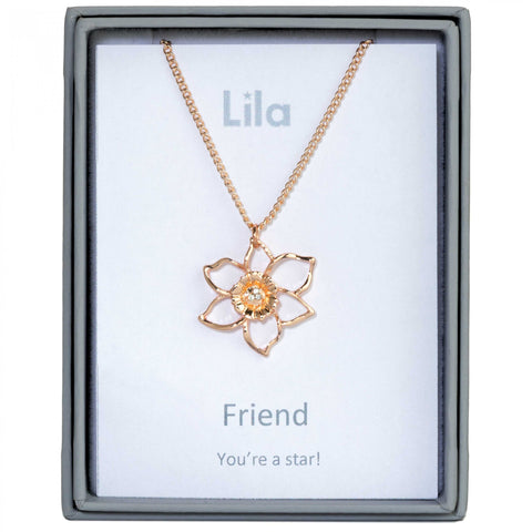 Friend Flower Sentiment Pendant Necklace (AS107)