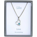 Love Heart With Crystal Sentiment Pendant Necklace (AS111)