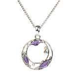 Circle Purple Enamel Pendant Necklace (C2010)