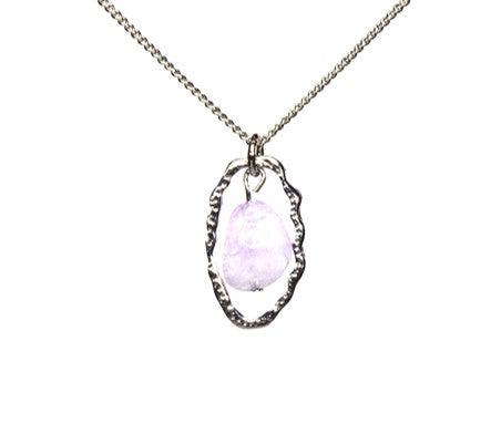 Irregular Oval Amethyst Pendant Necklace (C3002)