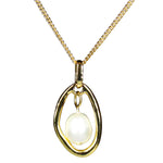 Gold Irregular Hoop Pearl Pendant Necklace (C3011)
