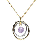 2 Circles with Amethyst Pendant Necklace (C3013)