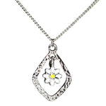 Irregular 4 Sided White Daisy Pendant Necklace (C3016)