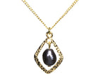 4 Sided Black Pearl Pendant Necklace Gold (C4000)