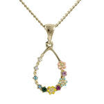 Pink & Yellow Flowers Pendant Necklace (H1401)