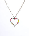 Heart Flowers Rhodium Pendant Necklace (H1406)