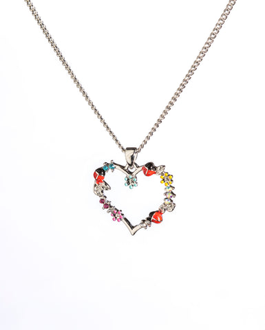 Heart Ladybirds Pendant Necklace (H1407)