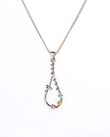 Drop Rhodium Pendant Necklace (H1414)