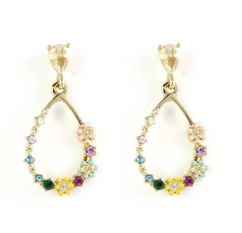 Pink & Yellow Flowers Earrings (H1501)