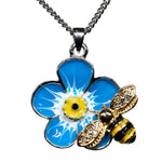 Bee Forget Me Not Pendant Necklace (H1903)