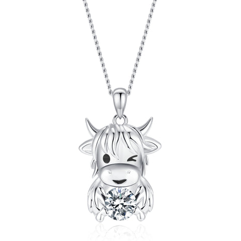 HC01 HIGHLAND COW PENDANT NECKLACE DIAMOND