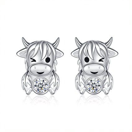 HCE01 HIGHLAND COW EARRINGS DIAMOND