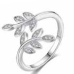 Sparkle Leaves Plat Adjustable Ring (K1014)