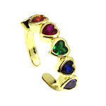 Coloured With Heart Gold Adjustable Ring (K1047)