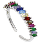 Coloured With Rec Stones Rhodium Adjustable Ring (K1050)