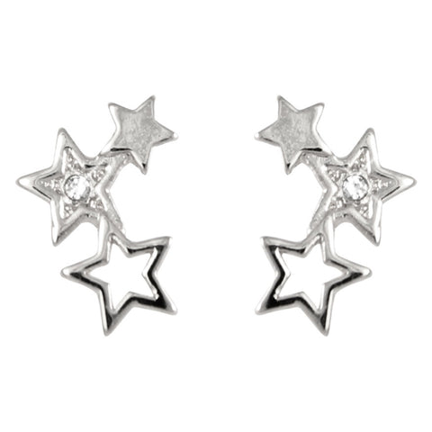 Stars Rhodium Little Box Earrings (L1008)
