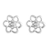Flower Open Rhodium Little Box Earrings (L1016)