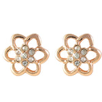 Flower Open Rose Gold Little Box Earrings (L1017)