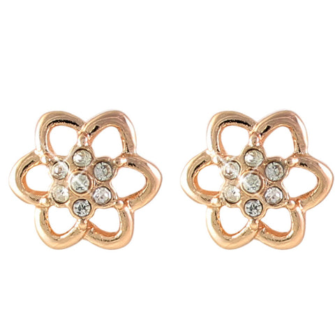 Flower Open Rose Gold Little Box Earrings (L1017)