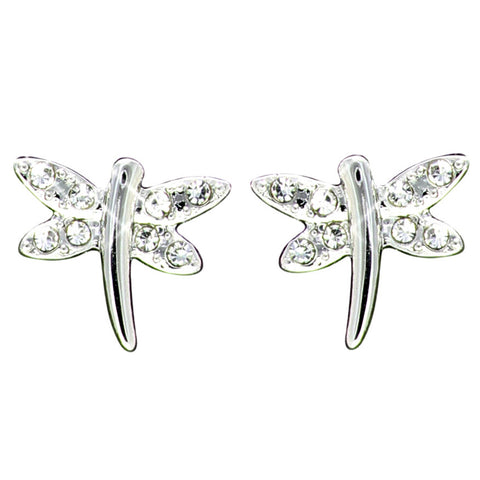 Dragonfly Rhodium Little Box Earrings (L1020)