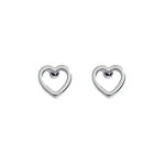 Open Heart Rhodium Little Box Earrings (L1057)