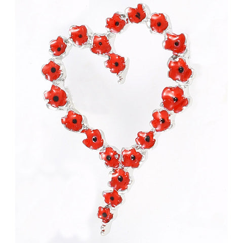 Heart Wreath Poppy Brooch (P1023)