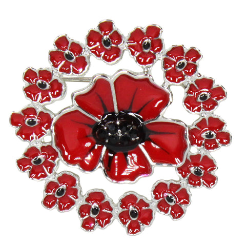 Wreath Large Centre Poppy Brooch (P1052)