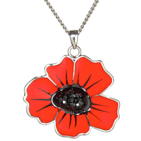 Peace Cross Poppy Pendant Necklace (P2007)