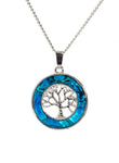 Tree Of Life Circle Paua Shell Pendant Necklace (S1066)