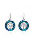 Tree Of Life Circle Paua Shell Earrings (S1446)