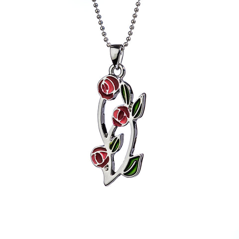 Three Rose Mackintosh Pendant Necklace (T4001)