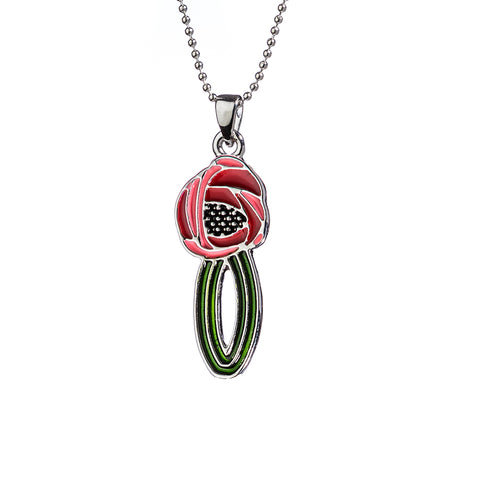 Rose on Stem Mackintosh Pendant Necklace (T4004)