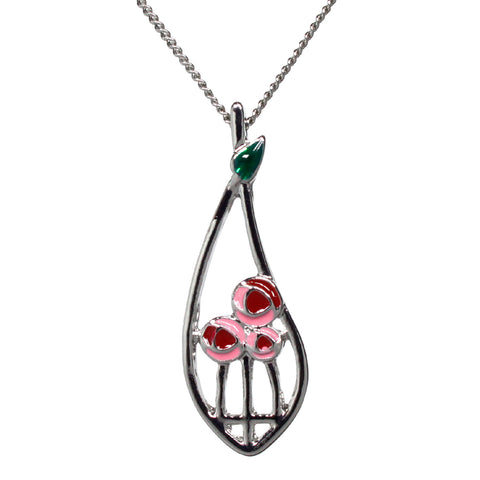Curved drop Mackintosh Pendant Necklace (T4012)