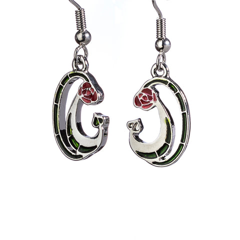 Curved Rose Mackintosh Earrings (T5005)