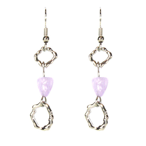 2 Irregular Hoop Amethyst Earrings (C3004)