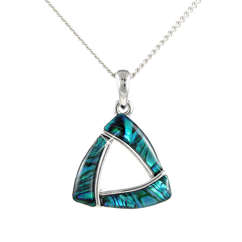 Triangle Paua Shell Pendant Necklace (S1002)
