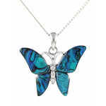 Butterfly Paua Shell Pendant Necklace (S1005)