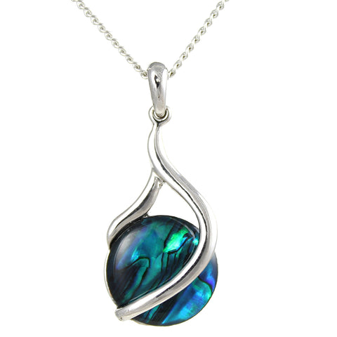 Globe Paua Shell Pendant Necklace (S1012)