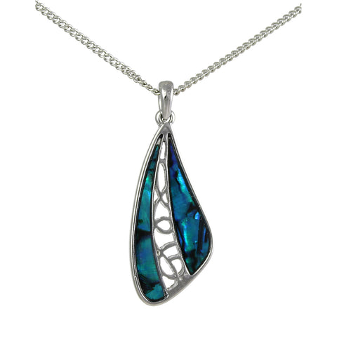 Filigree Paua Shell Pendant Necklace (S1020)