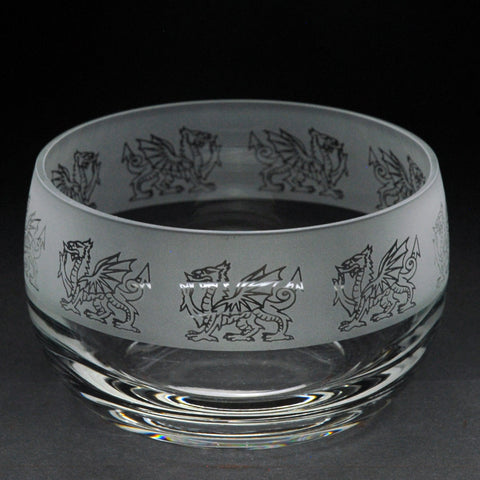 WELSH DRAGON FROSTED B67 SMALL CRYSTAL BOWL