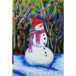 8x12" RED HAT SNOWMAN