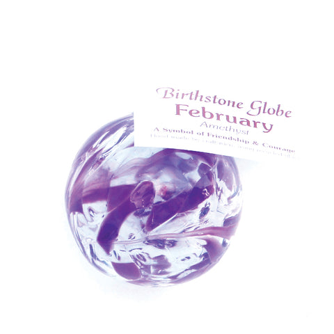 FEBRUARY BIRTHSTONE GLOBE 6CM