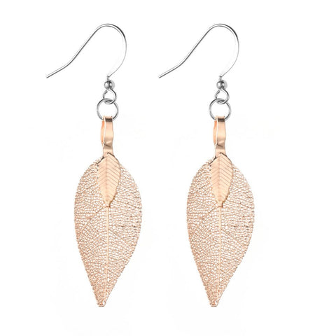 LE02 LEAF EARRINGS CHAMPAGNE