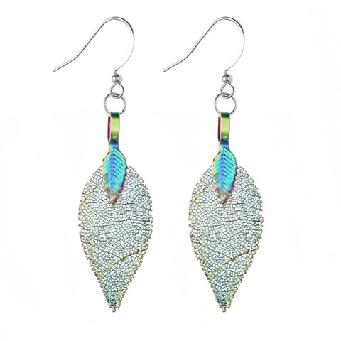 LE03 LEAF EARRINGS IRIDESCENT