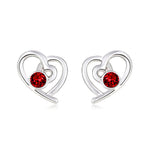 BHE01 SWAROVSKI BIRTHSTONE HEART EARRING JANUARY GARNET